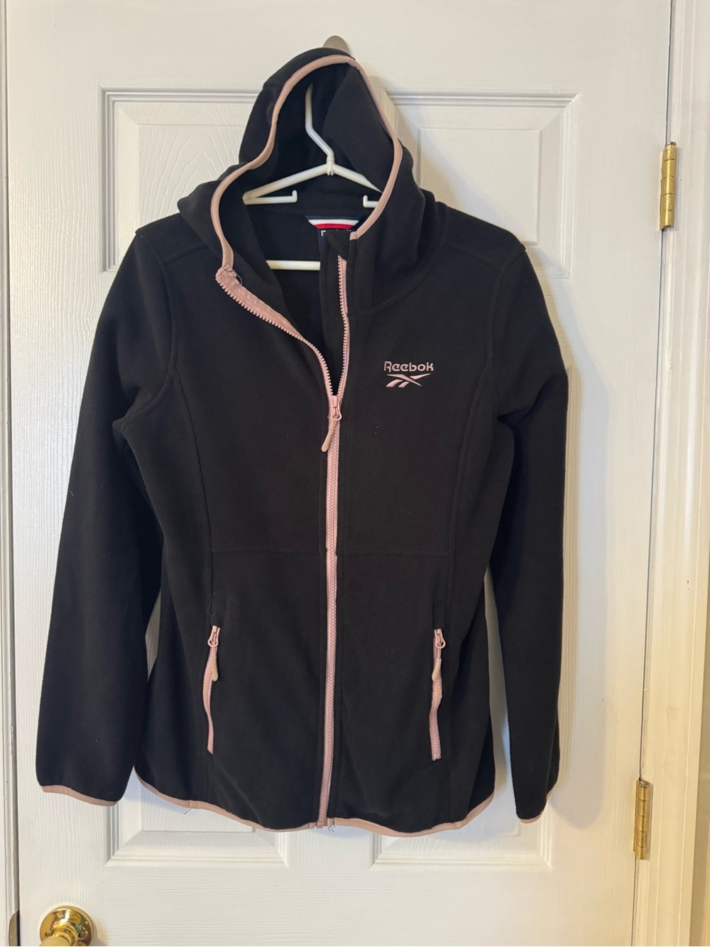 Reebok Black Fleece Jacket with Light Pink Logo